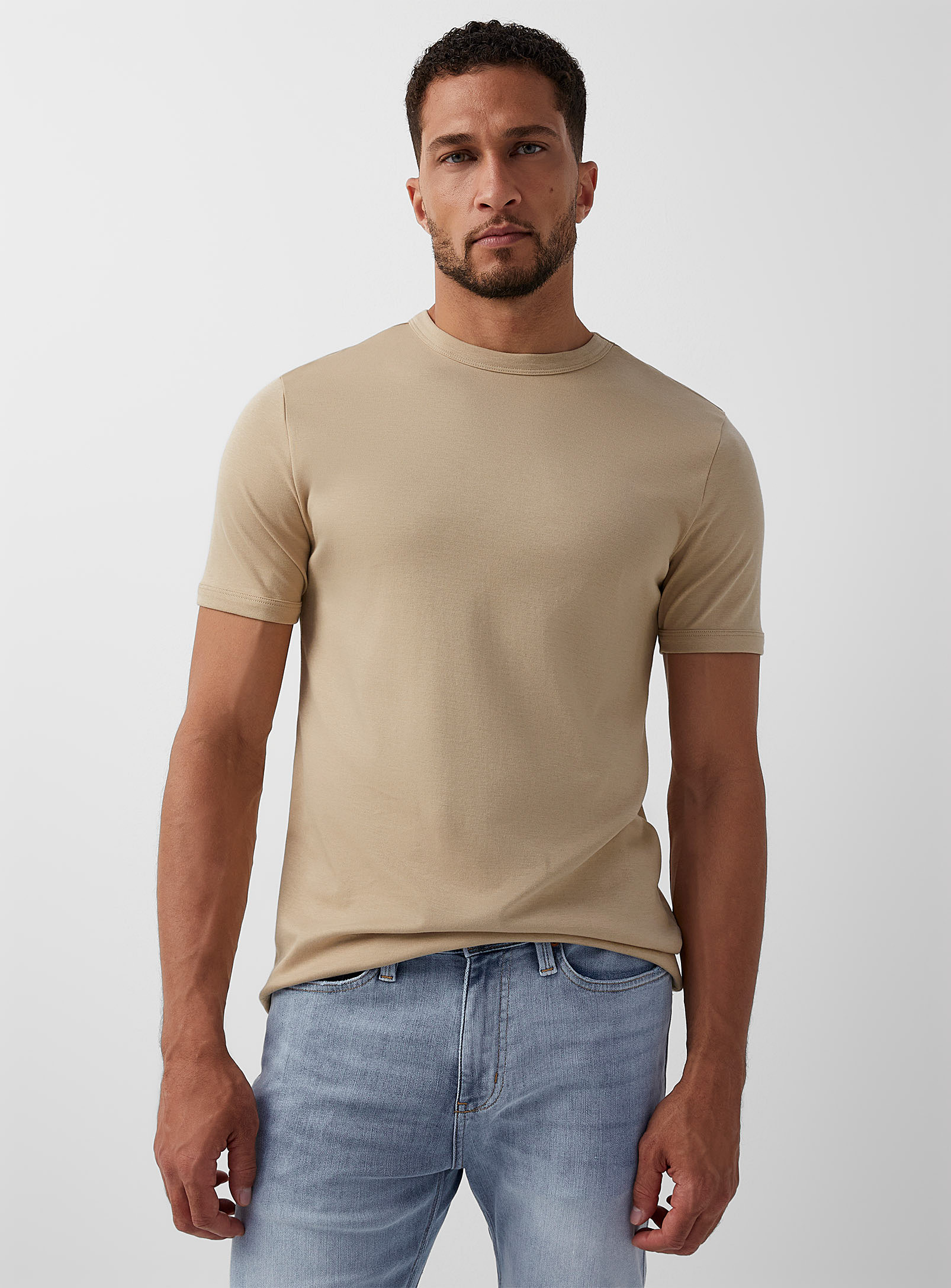 Le 31 Dressy Pima Jersey T-shirt Standard Fit In Neutral