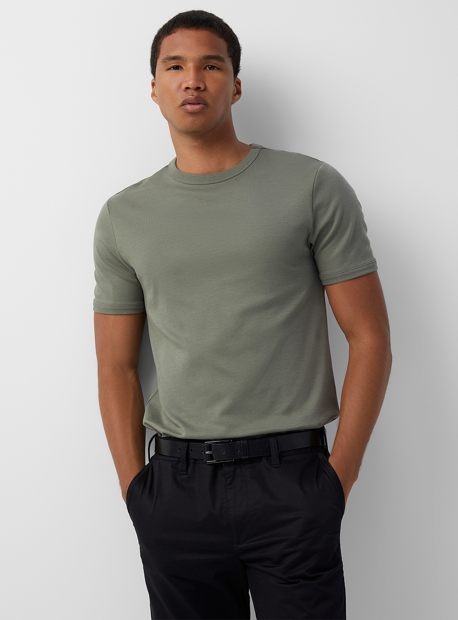 Le 31 Dressy Pima Jersey T-shirt Standard Fit In Green