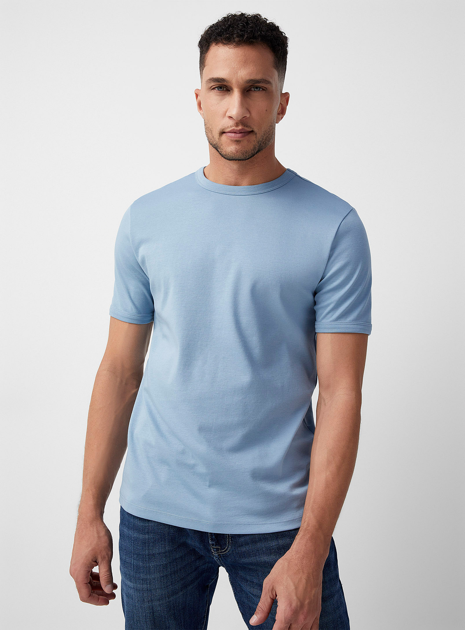 Le 31 Dressy Pima Jersey T-shirt Standard Fit In Slate Blue