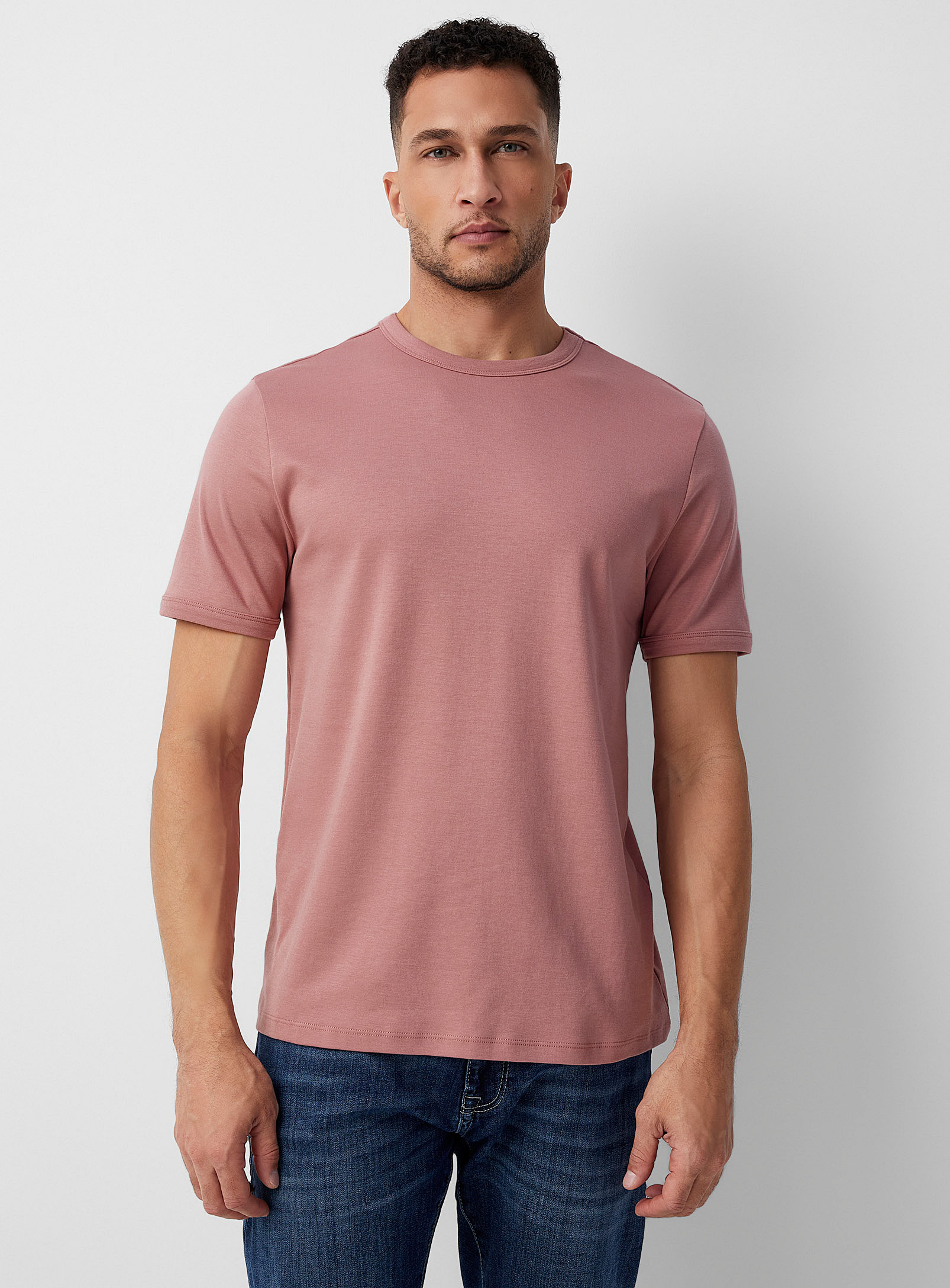 Le 31 Dressy Pima Jersey T-shirt Standard Fit In Dusky Pink