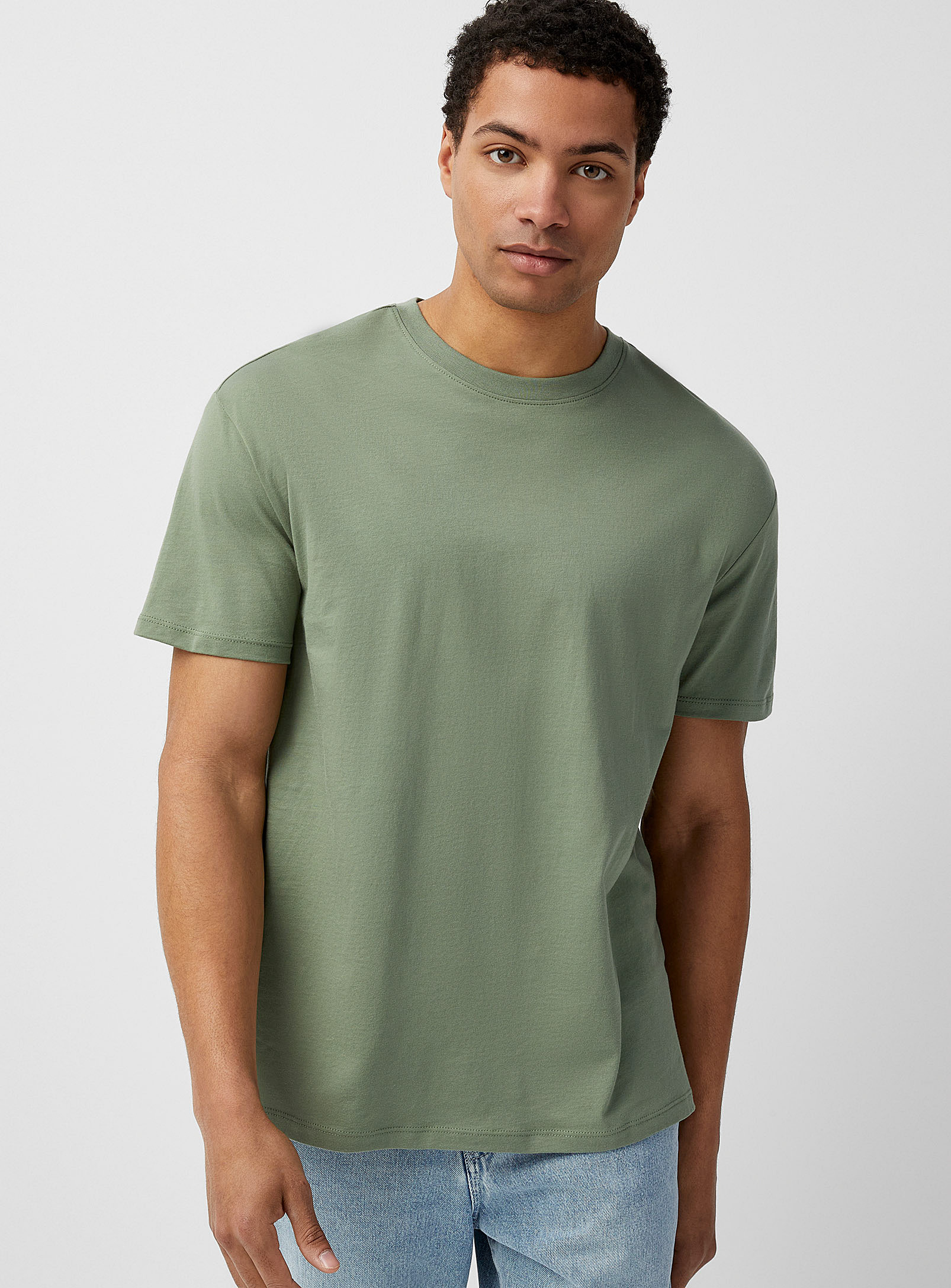 Le 31 Pima Cotton Crew-neck T-shirt Comfort Fit In Khaki