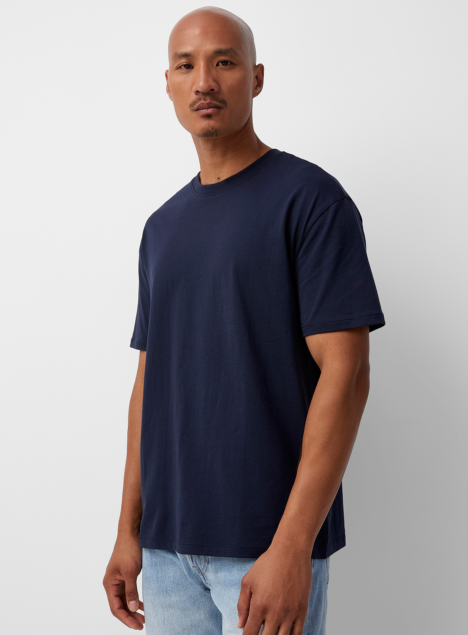 Le 31 Comfort Pima Cotton T-shirt In Marine Blue