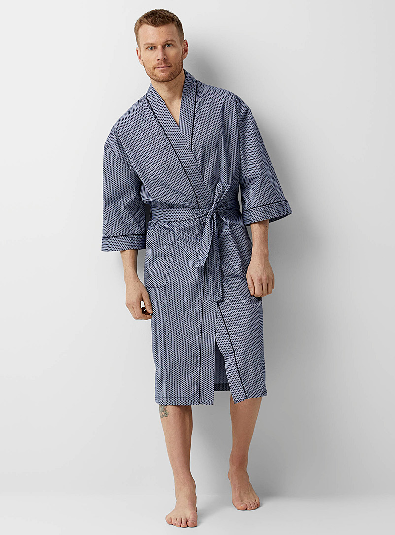 Majestic Patterned Blue Micro dot mosaic robe for men