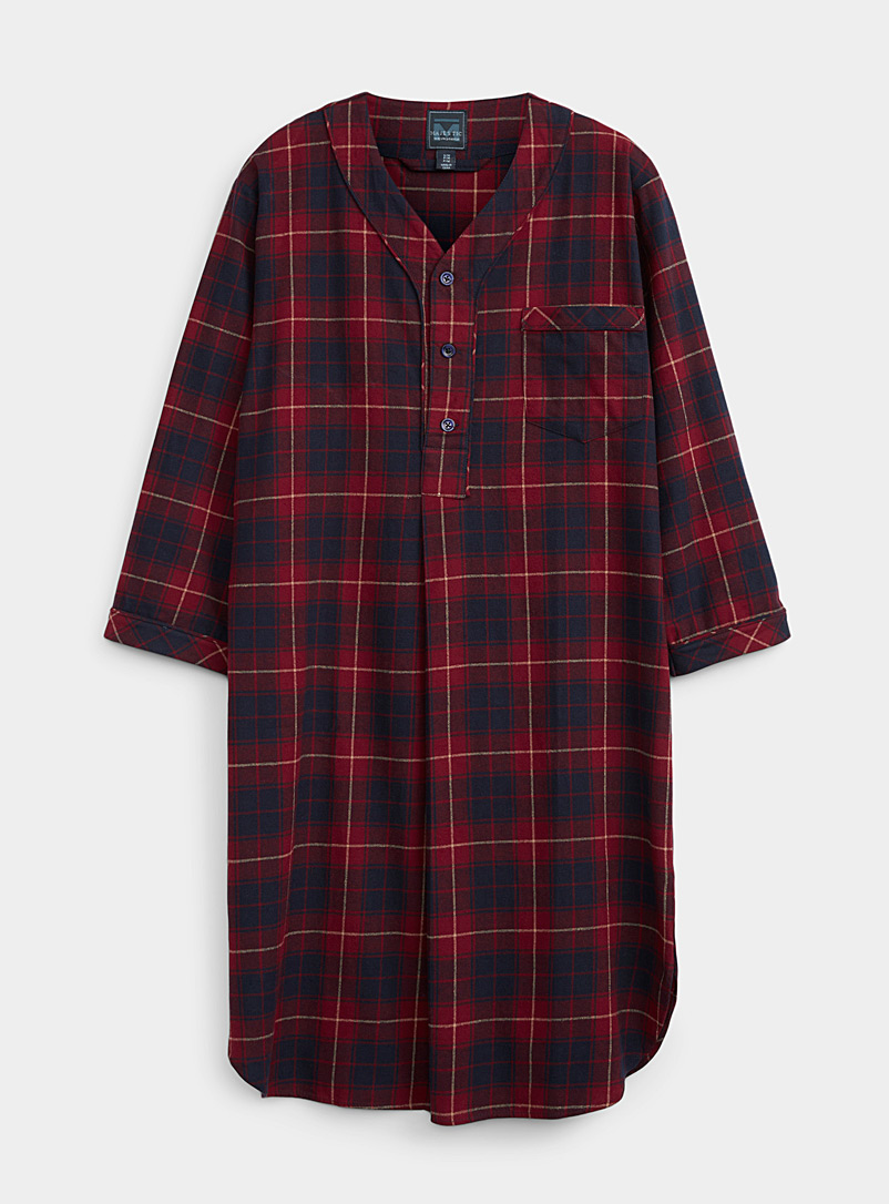 Majestic Red Rustic check nightshirt for men
