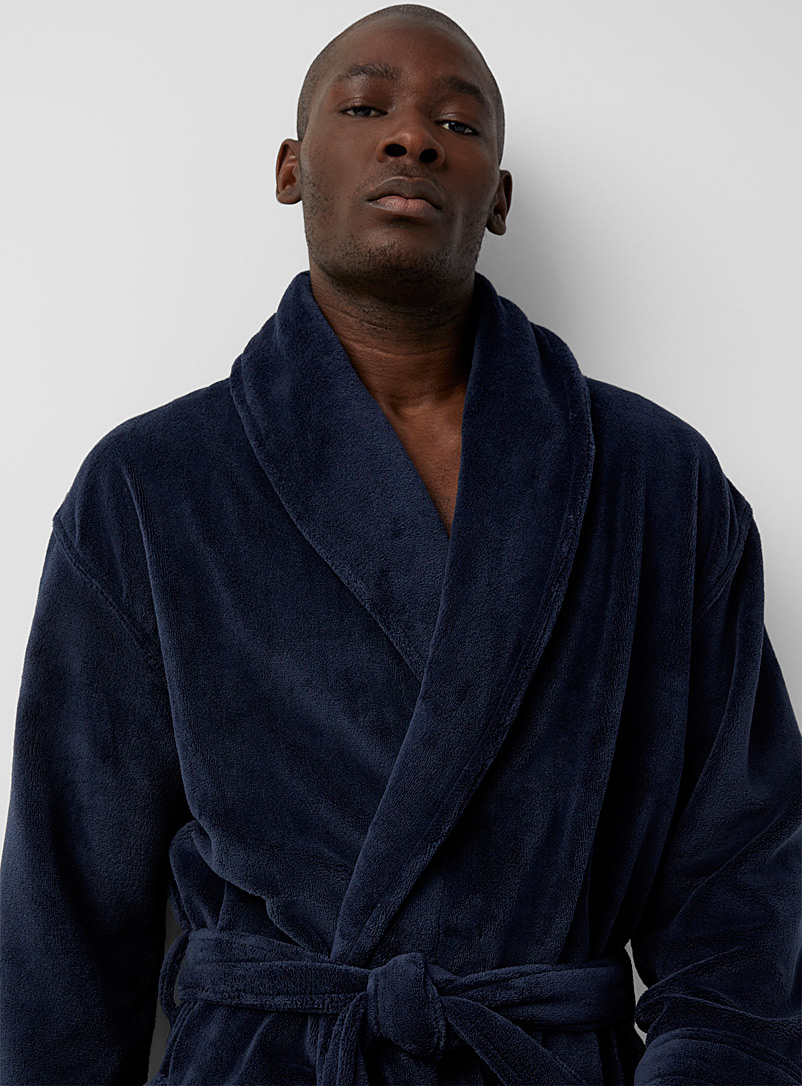 Le 31 Marine Blue Midnight blue plush robe In support of Food Banks Canada for men