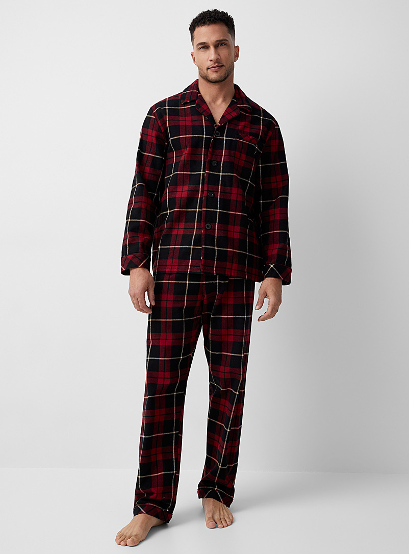 Majestic: L'ensemble pyjama flanelle tartan Rouge assorti pour homme