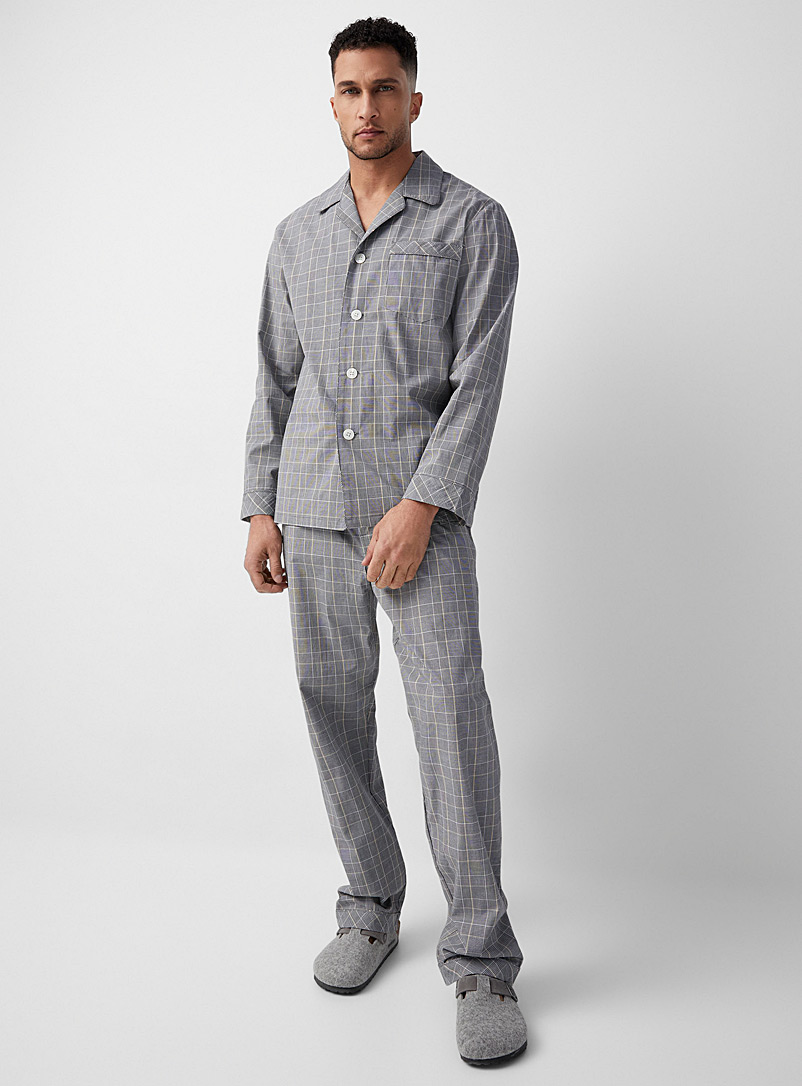 Majestic Assorted grey  Prince of Wales pyjama set for men