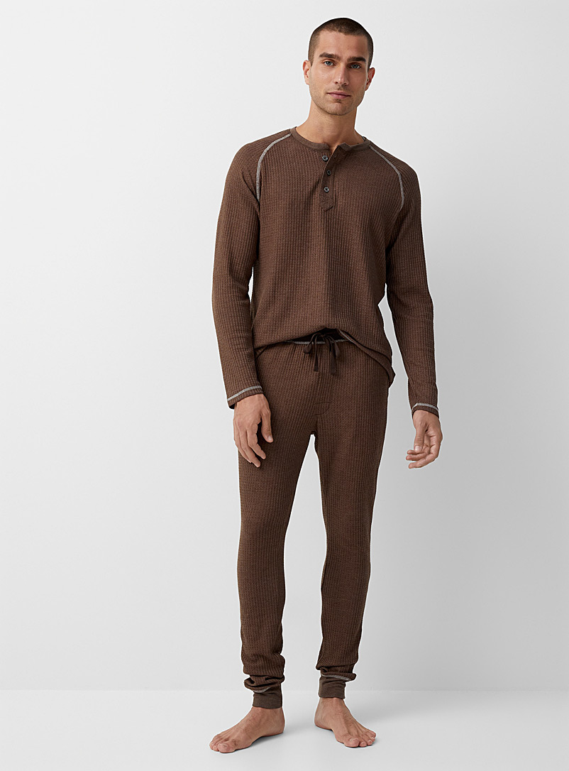 Majestic Brown Waffle-knit lounge jogger for men