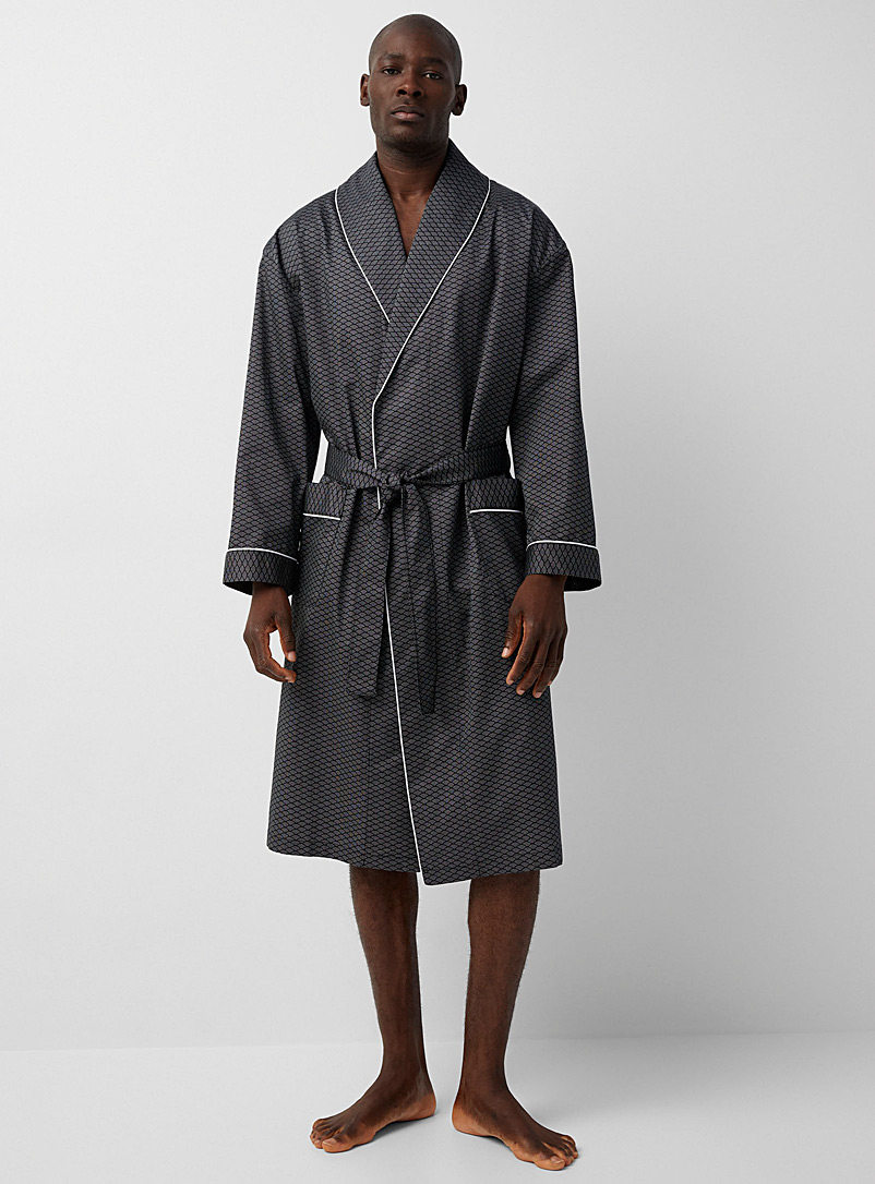 Majestic Grey Fan pattern robe for men