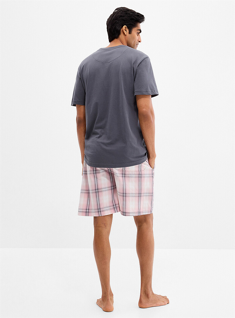 Majestic: L'ensemble pyjama carreaux rose et gris Rose pour homme