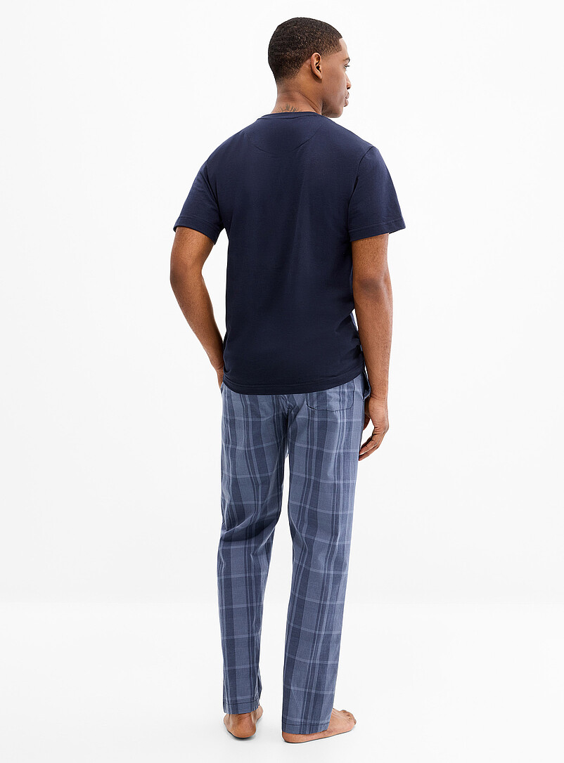 Majestic Ivory/Cream Beige Minimalist check pyjama set for men