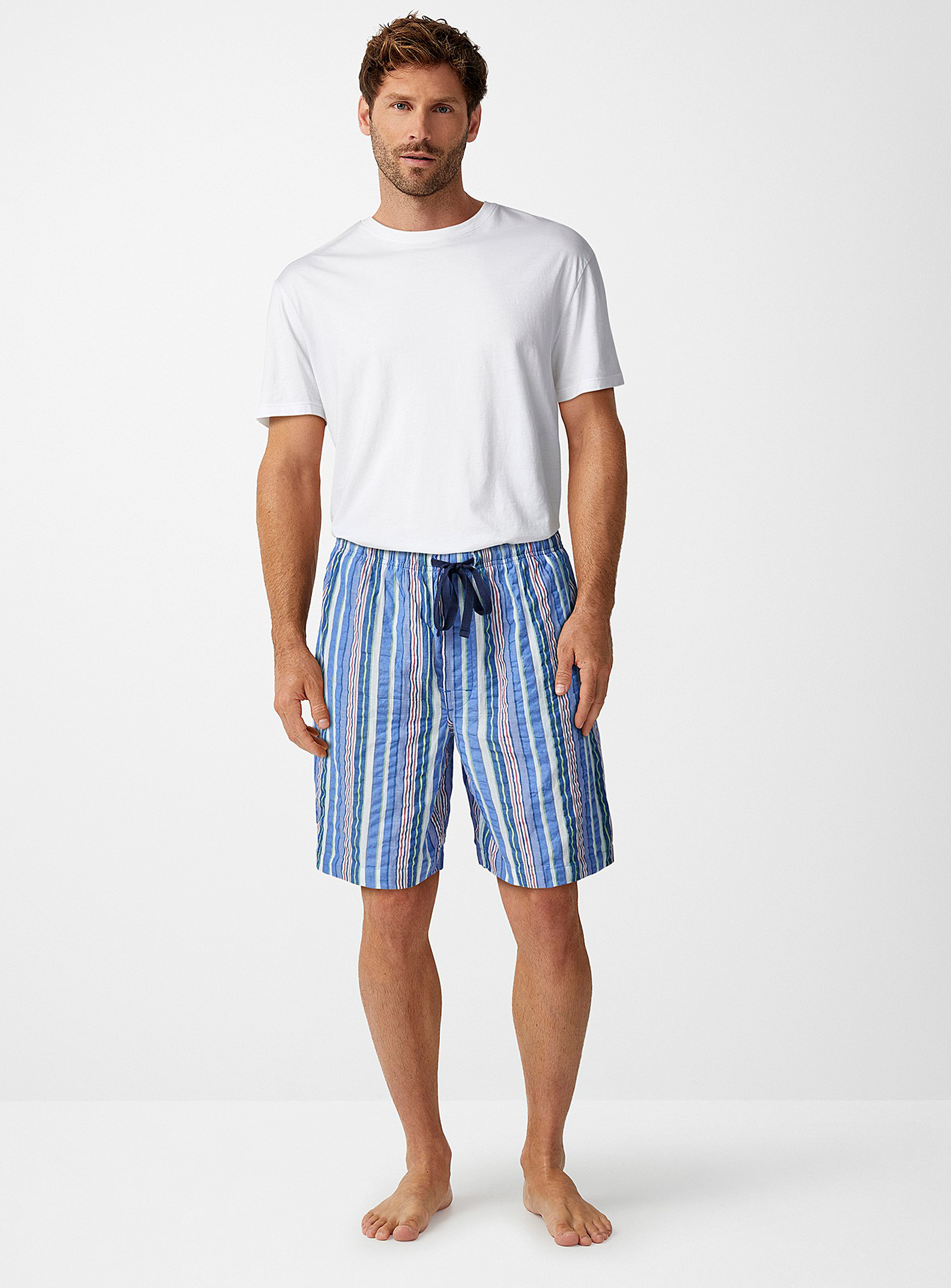 Majestic - Men's Summer-stripe lounge Bermuda Shorts