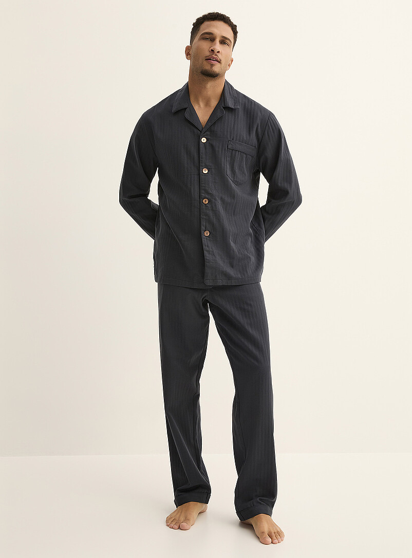 Herringbone poplin trimmed pyjama set product image (primary)