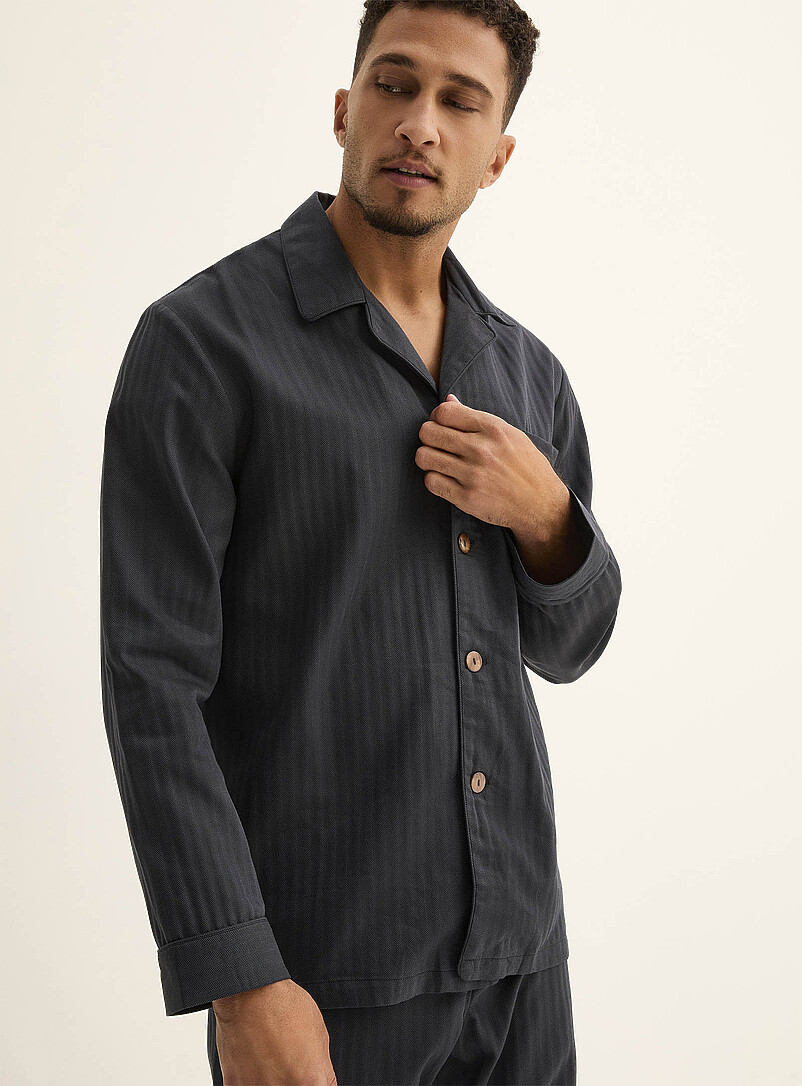Herringbone poplin trimmed pyjama set product image 2