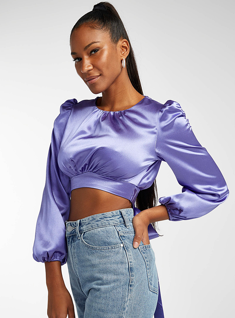 Icône Purple Satiny ribbon blouse for women