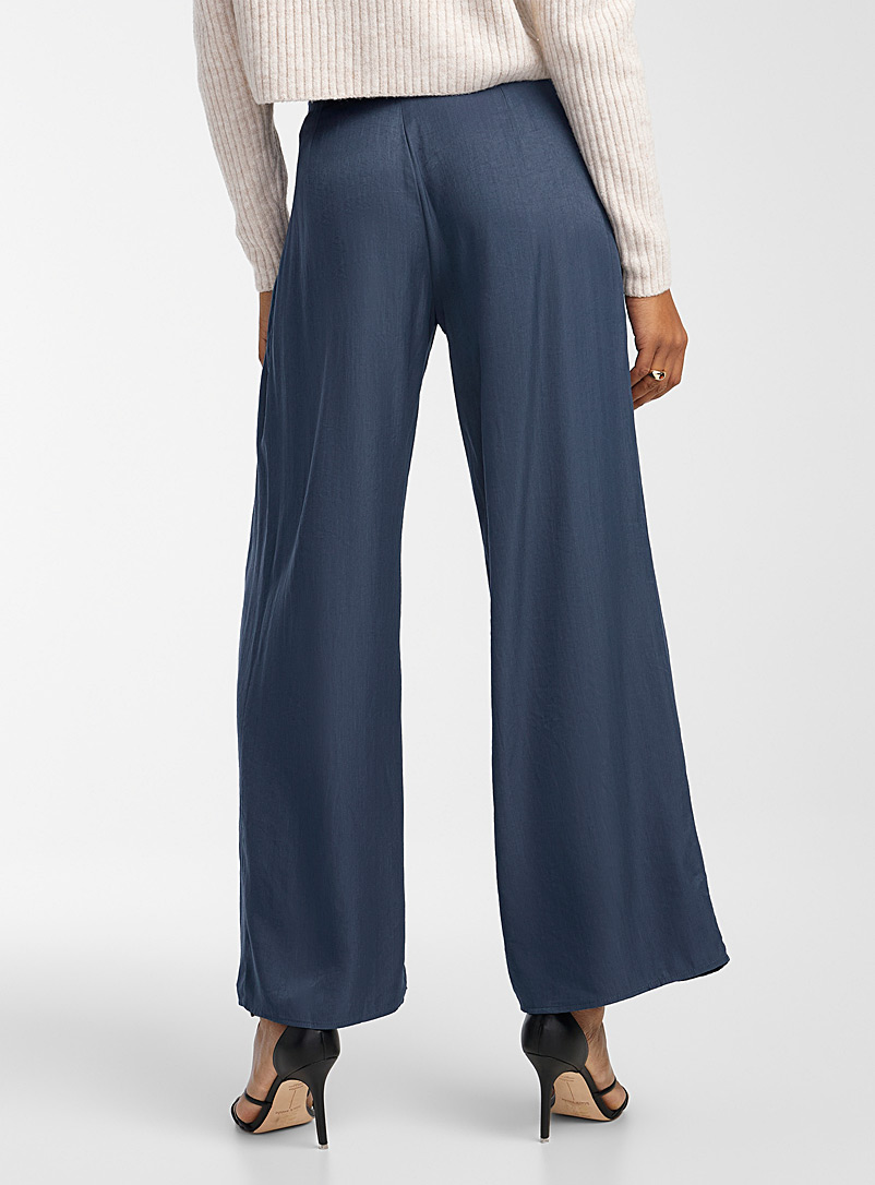 Icône Slate Blue Modern pleats wide-leg pant for women
