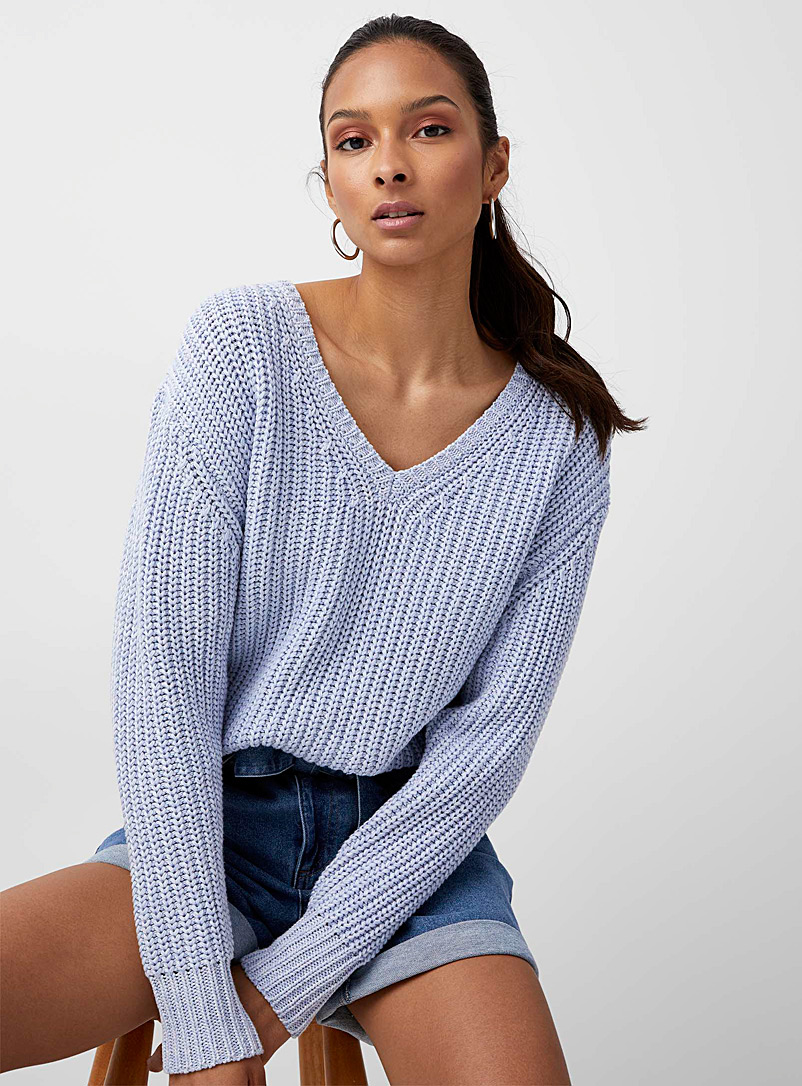 Icône Baby Blue Shaker rib V-neck sweater for women