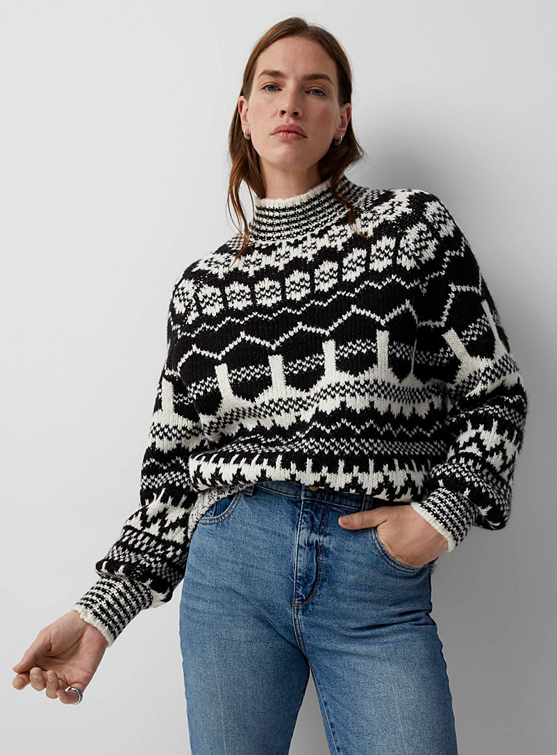 Line Black Allegra contrasting jacquard sweater for women