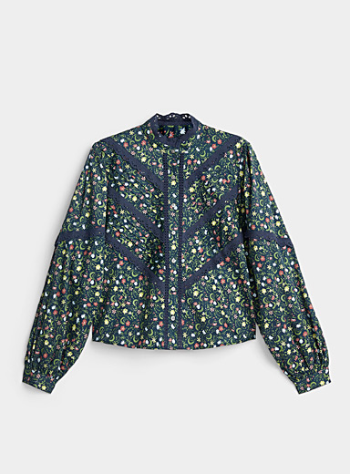 Puff-sleeve lace poplin shirt | Icône | Women's Blouses | Simons