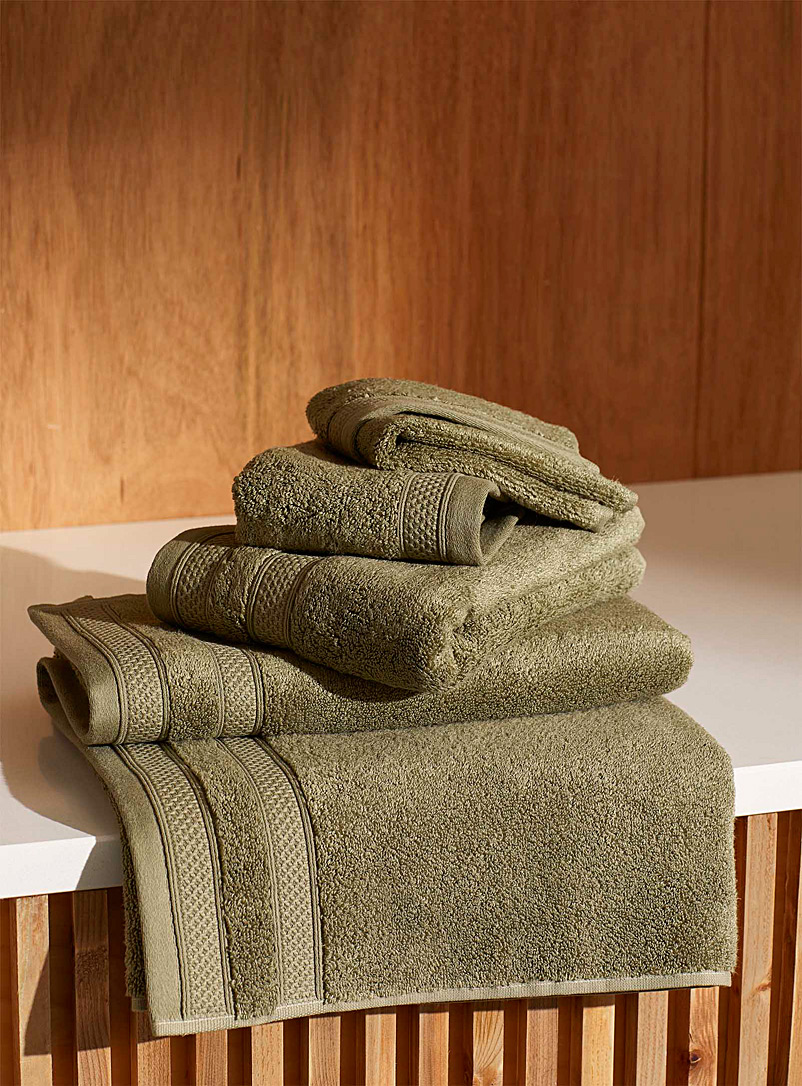Simons Maison: Les serviettes coton et modal Vert foncé-mousse-olive