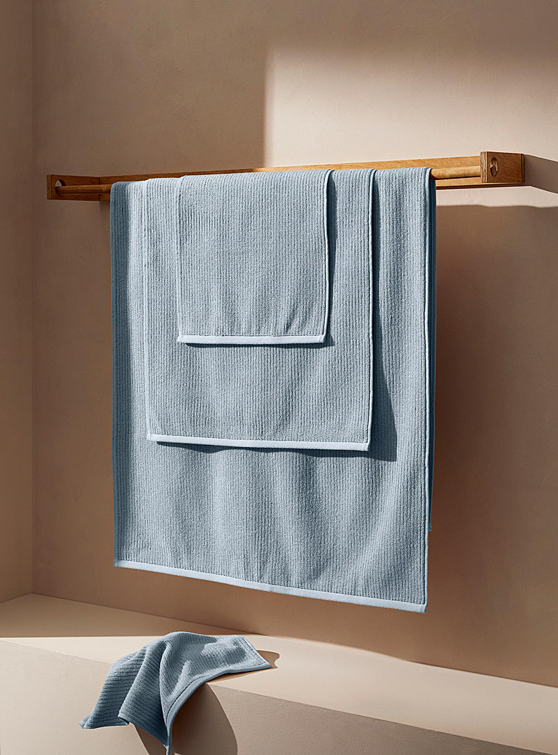 Simons Maison Blue Cotton and modal towels Ultra-soft and fluffy, grooved texture