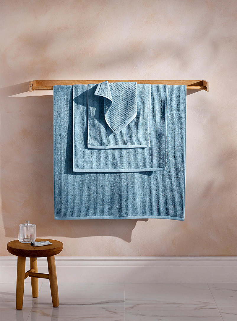 Simons Maison Slate Blue Cotton and modal towels Ultra-soft and fluffy, grooved texture