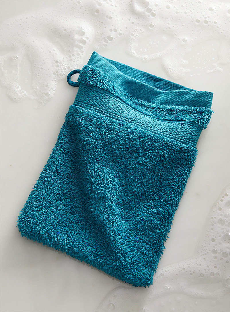 Simons Maison Slate Blue Egyptian cotton wash mitt