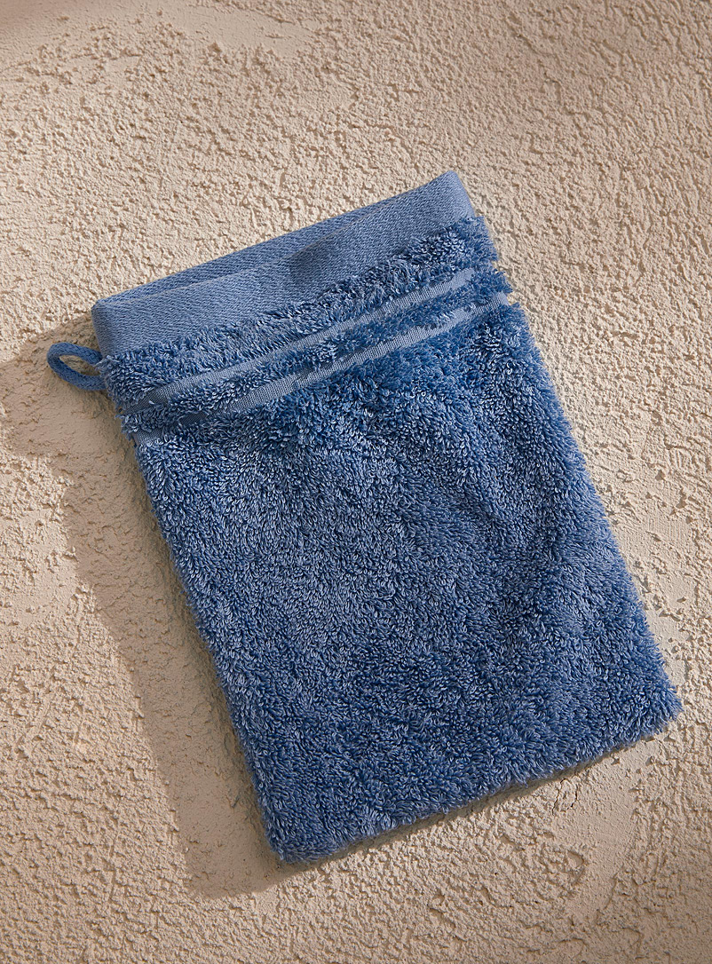Simons Maison Slate Blue Egyptian cotton wash mitt