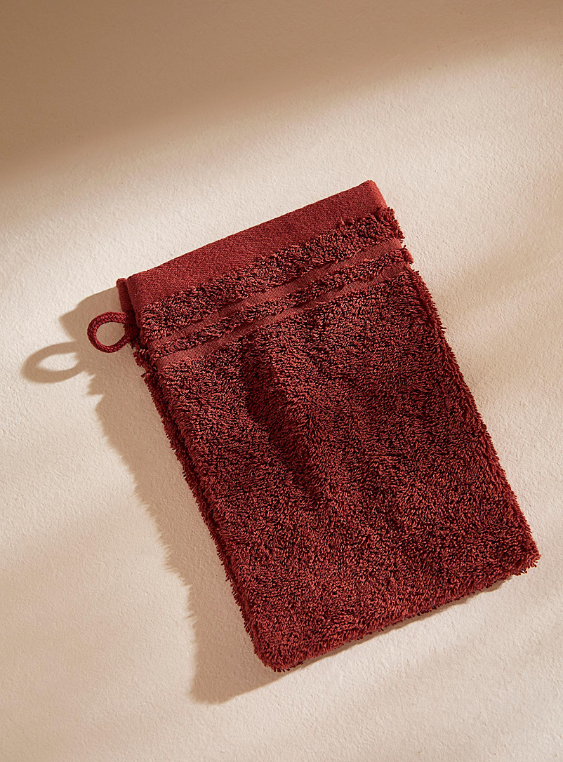 Simons Maison: Le gant de toilette coton égyptien Rouge foncé-vin-rubis