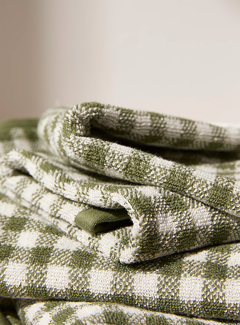 Simons Maison Patterned Green Olive gingham pattern towels
