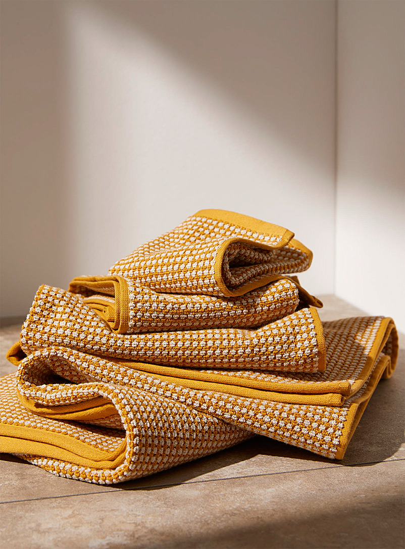 Simons Maison Ochre Yellow Yellow retro dotted organic cotton towels