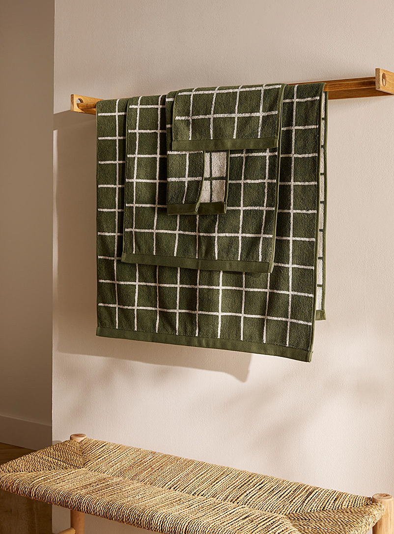 Simons Maison Patterned Ecru Green window tile towels