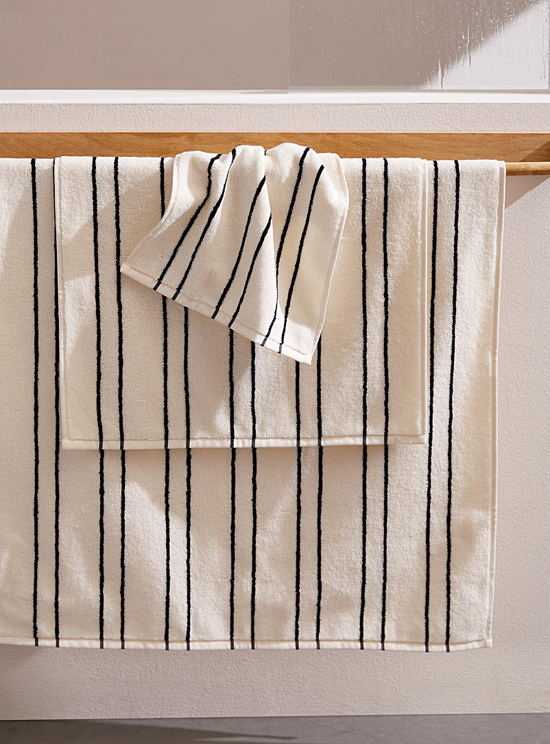 Simons Maison Ivory White Zebra organic cotton towels