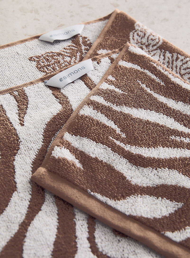 Simons Maison: Les serviettes &agrave; main tigres coton bio Ensemble de 2 Brun &agrave; motifs