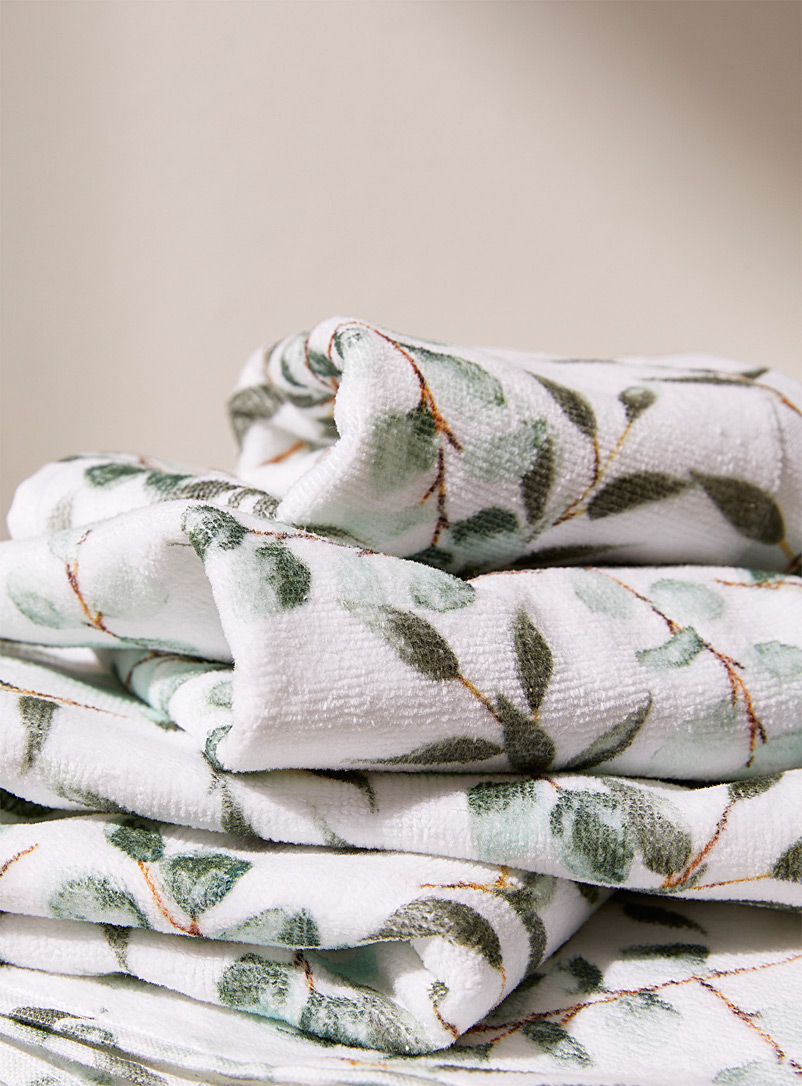 Simons Maison: Les serviettes eucalyptus Blanc à motifs