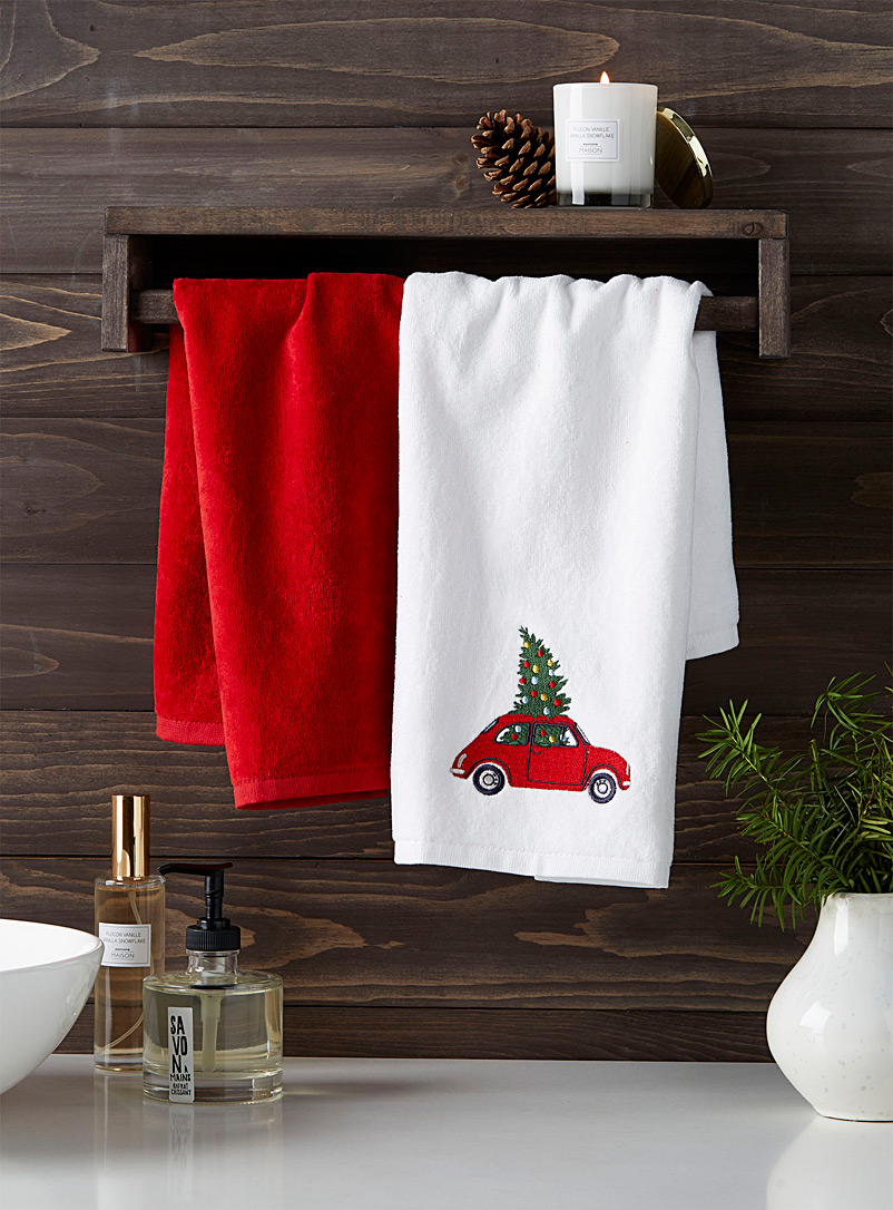 Simons Maison White Bring home the tree hand towels Set of 2