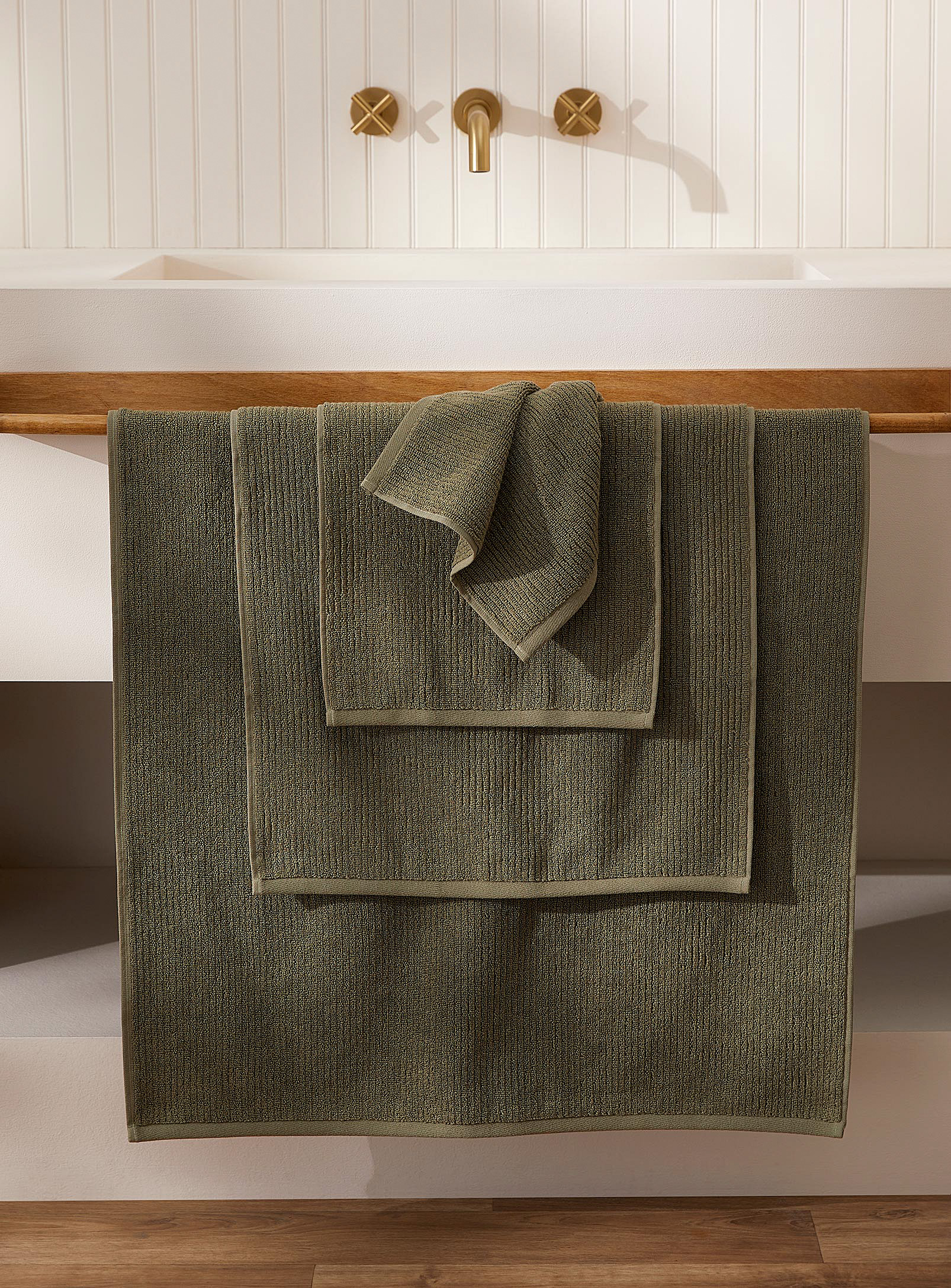 Simons Maison Cotton And Modal Towels In Mossy Green