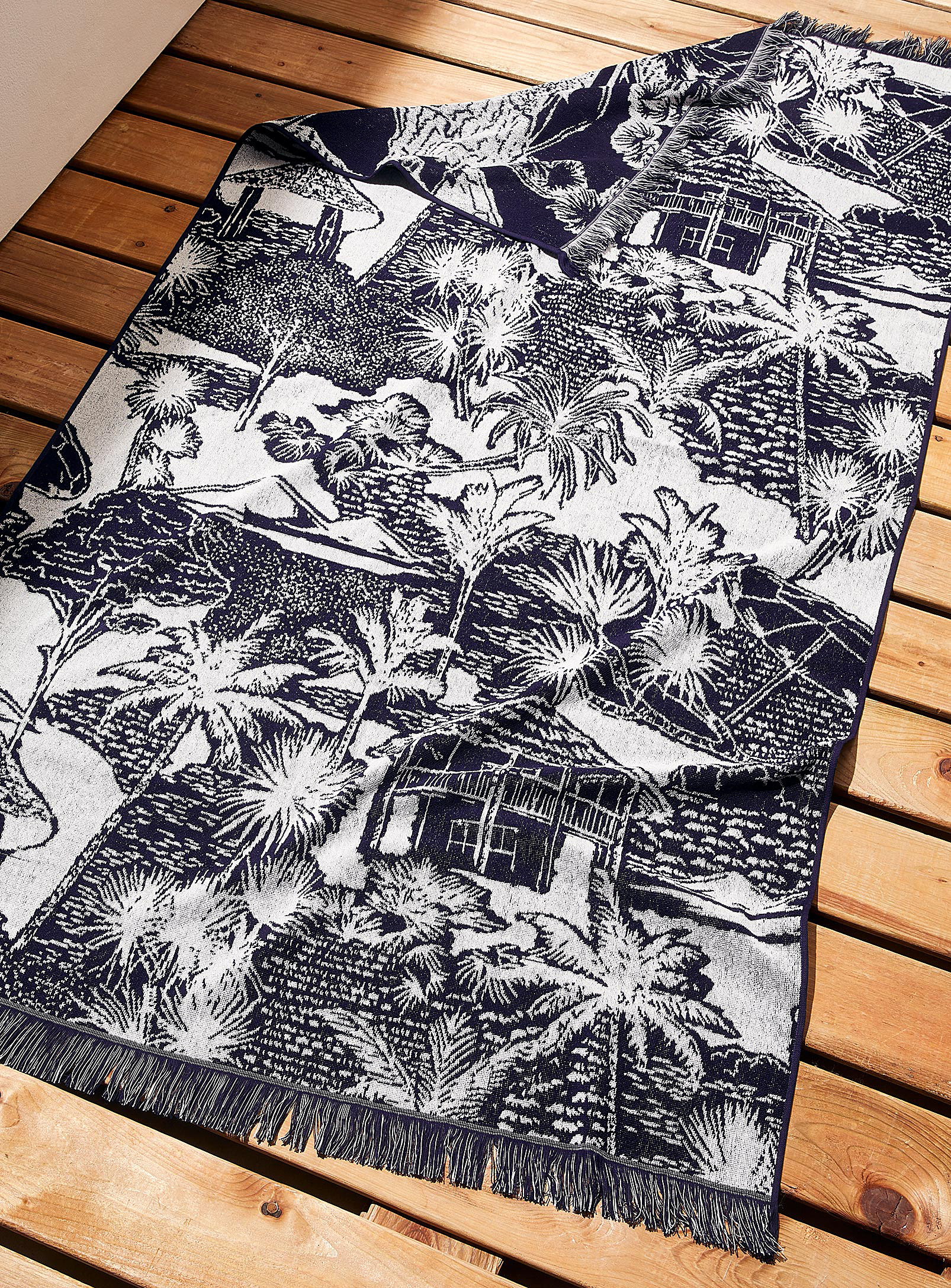 Simons Maison Toile De Jouy Organic Cotton Beach Towel 100 X 180 Cm In Gray