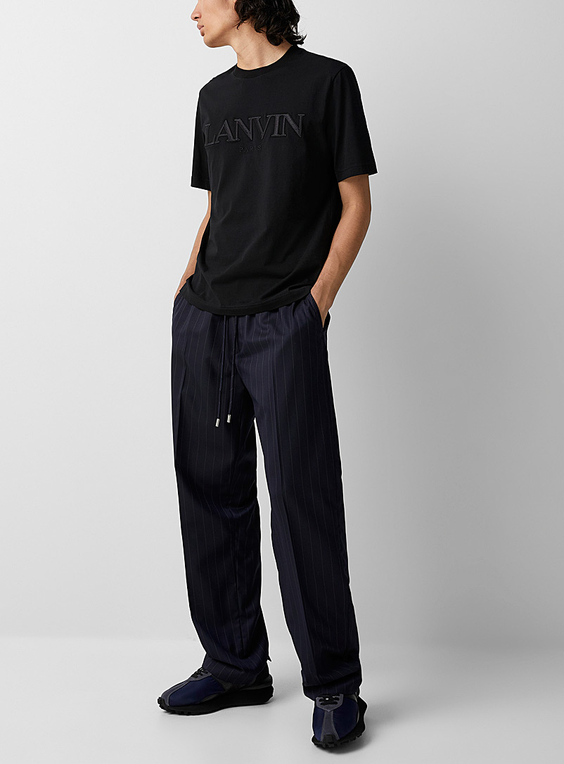 Lanvin: Le pantalon droit fines rayures Marine pour homme
