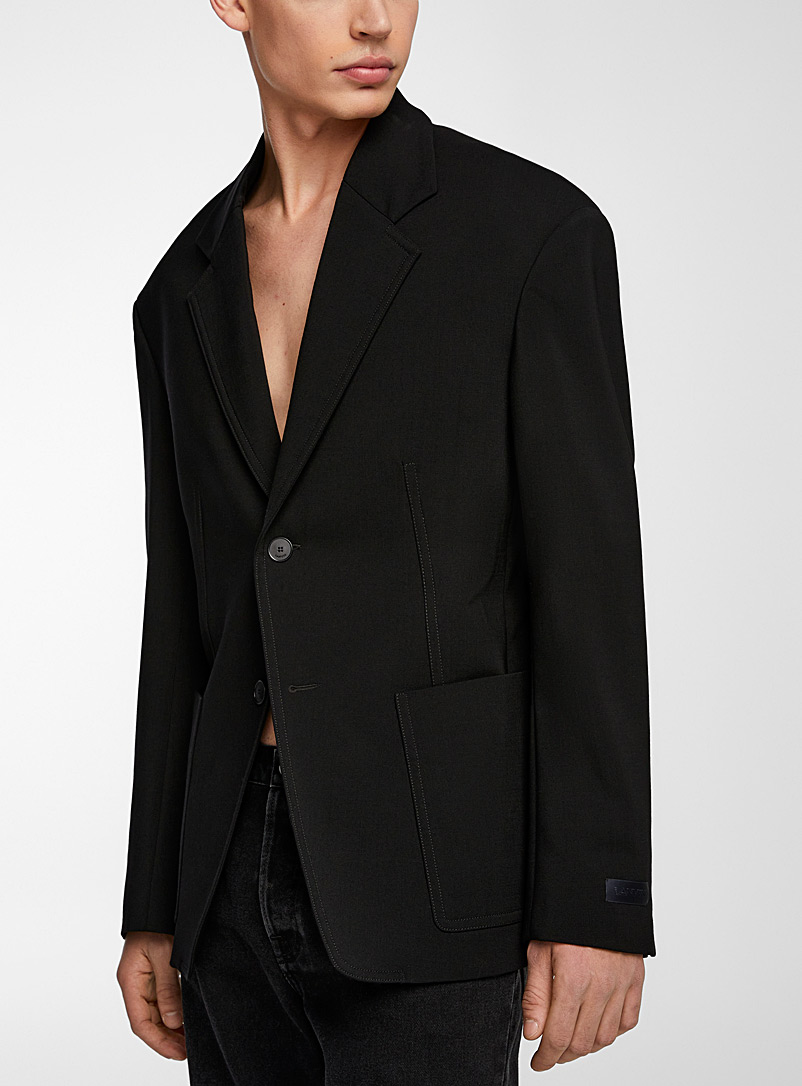 Lanvin Black Straight patch pocket blazer for men