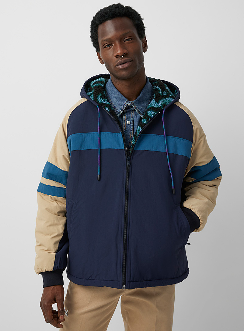 Lanvin Marine Blue Reversible colour block jacket for men