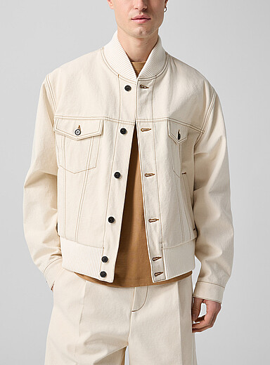 Contrasting stitching ivory bomber | Lanvin | | Simons