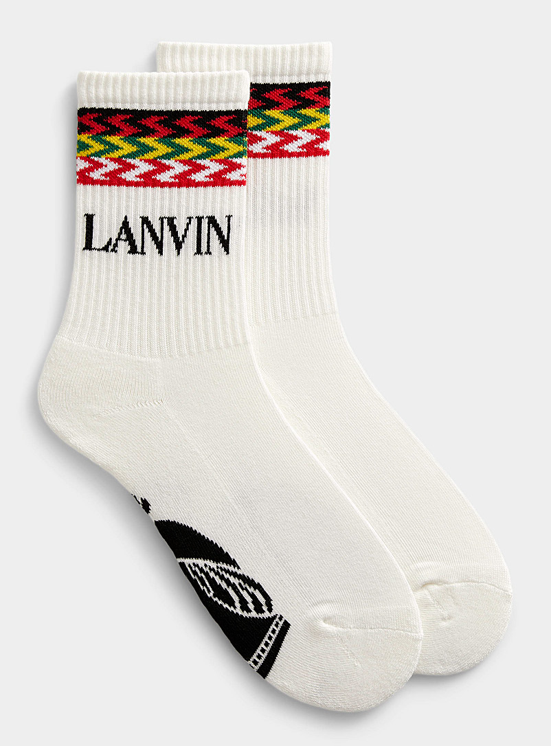 Lanvin White Curb signature socks for men