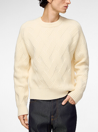 Lanvin Off White Diamonds cable-knit sweater for men