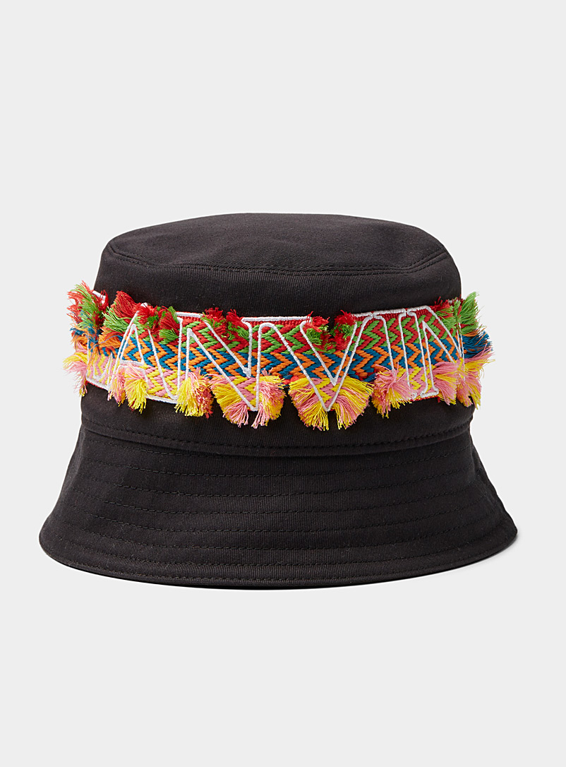 Lanvin Black Coloured stitching Curb hat for men