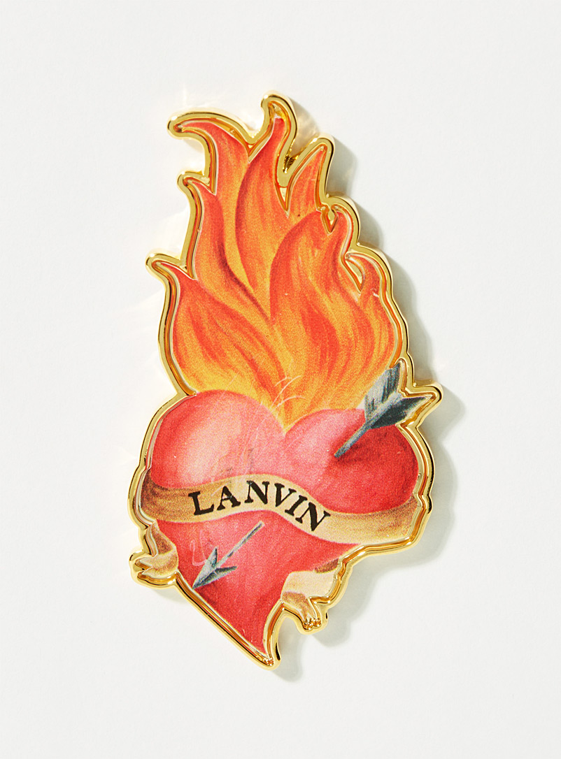 Lanvin Patterned Red Sacred heart golden pin for men