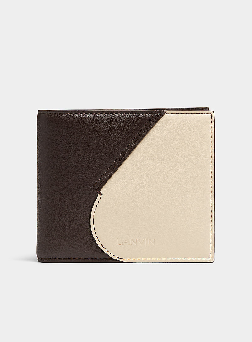 Lanvin Brown Smooth leather two-tone folded wallet for men