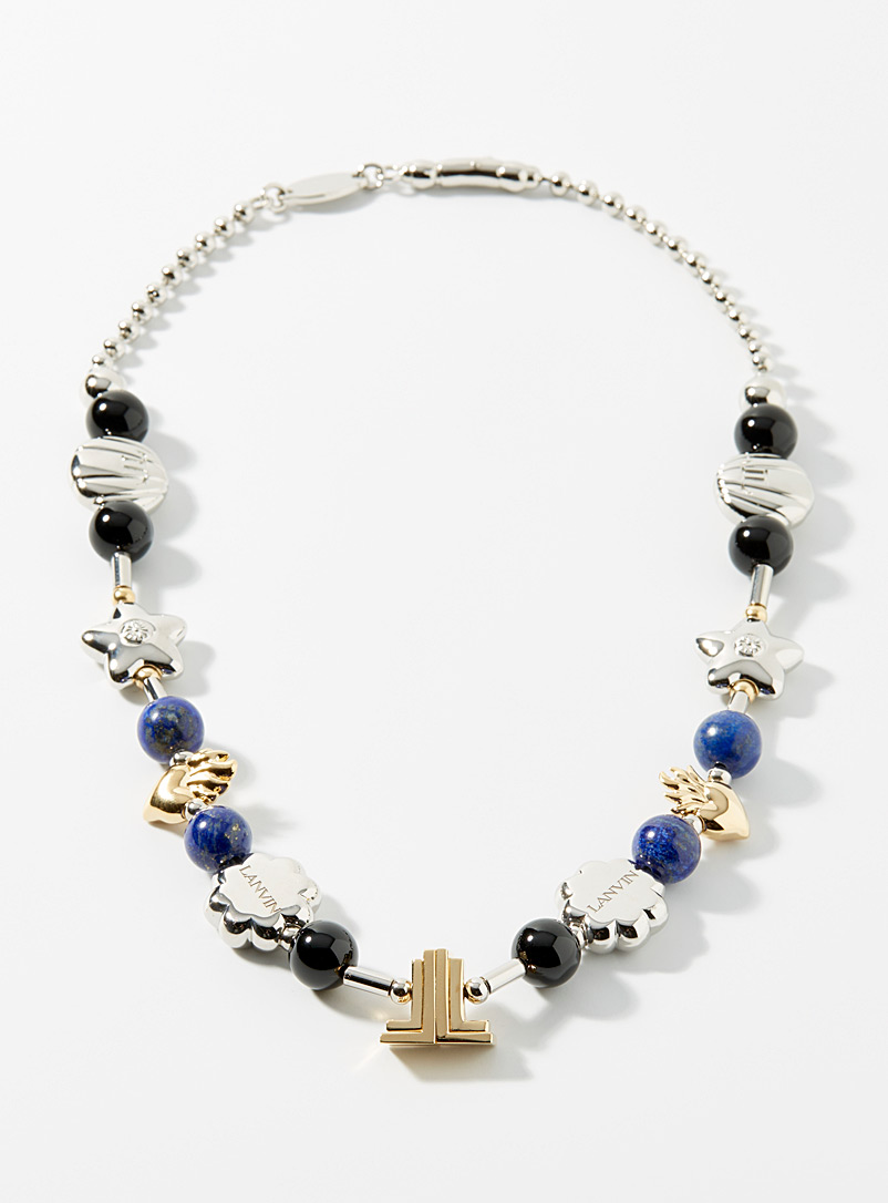 Lanvin Assorted Metallic beads necklace for men