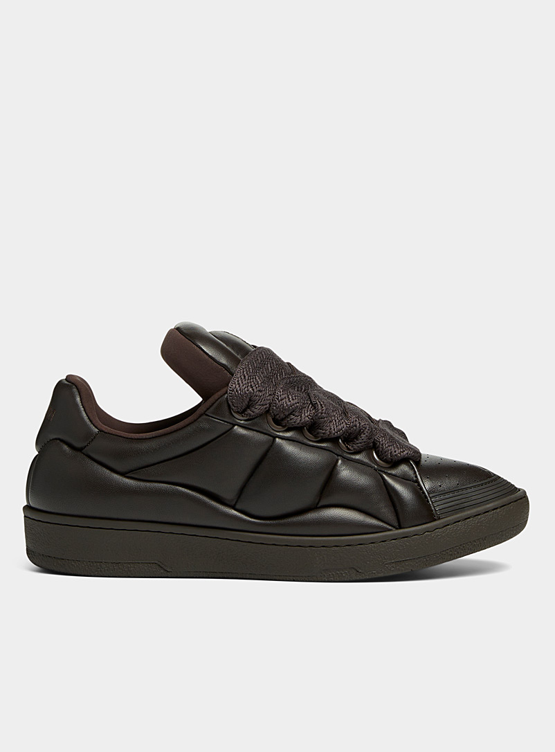 Lanvin Brown Chocolate leather Curb sneakers Men for men