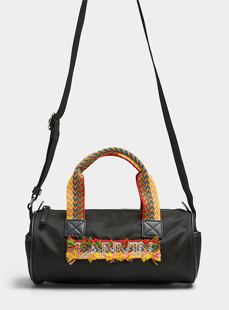 Lanvin: Le sac bandoulière poignées tissées colorées Noir pour homme